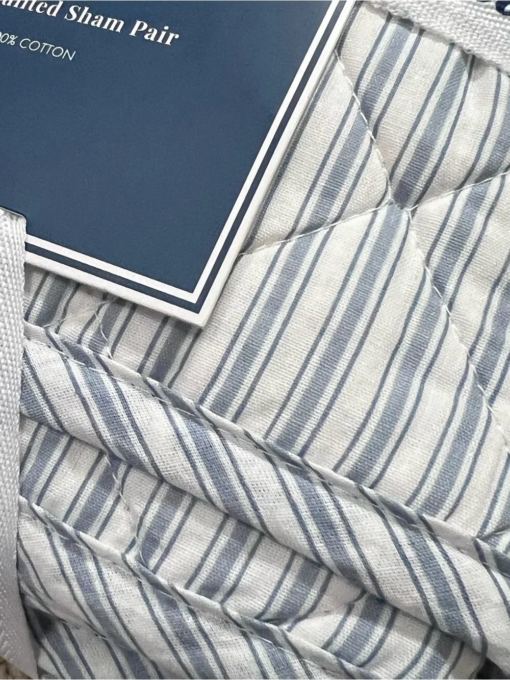 Tommy Bahama MAKENA Quilted 2 Shams KING Blue Stripe Coastal Nautical Farmhouse